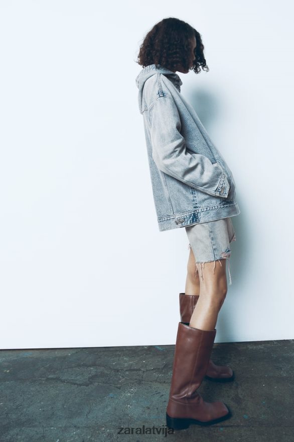 trf džinsa sporta krekls sievietes Zara zils 6ZTV4045 apģērbs