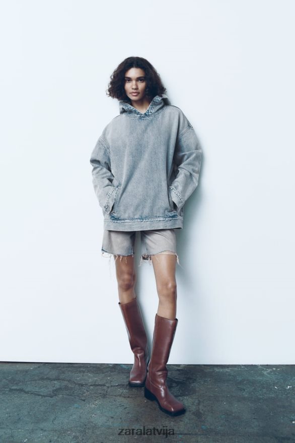 trf džinsa sporta krekls sievietes Zara zils 6ZTV4045 apģērbs