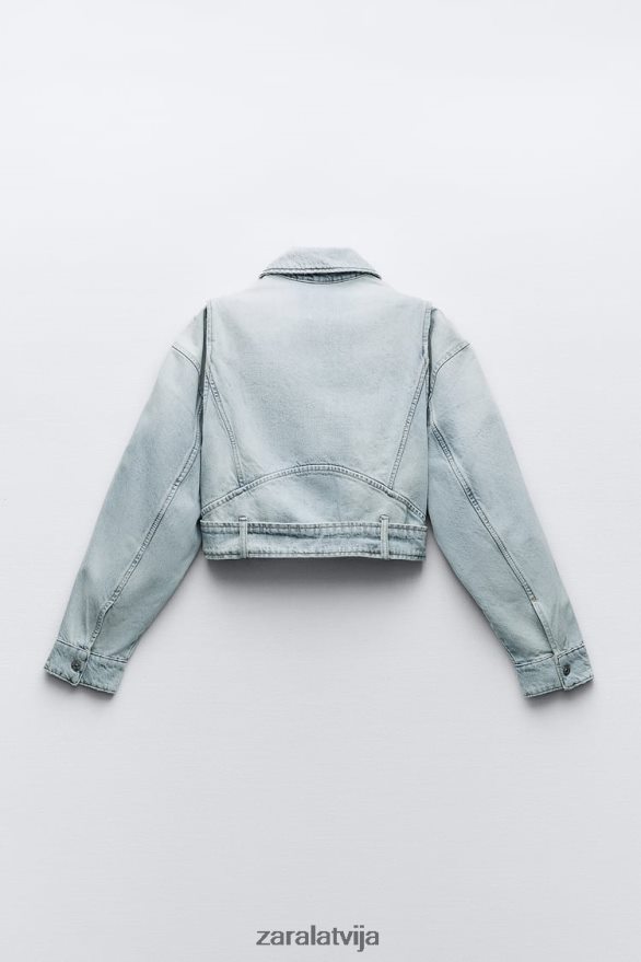 trf džinsu biker jaka sievietes Zara gaiši zils 6ZTV4063 apģērbs