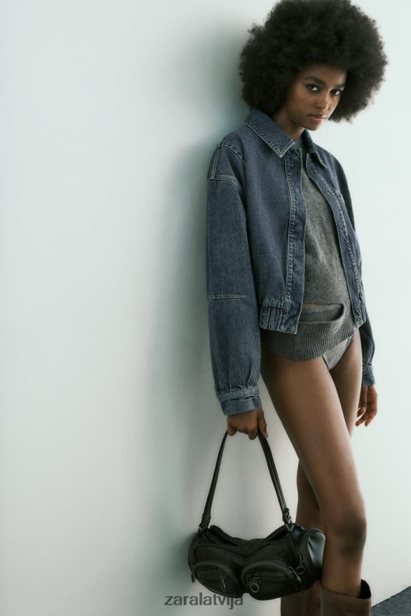 trf džinsu bumbvedējs sievietes Zara zils 6ZTV4020 apģērbs