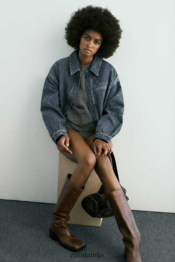 trf džinsu bumbvedējs sievietes Zara zils 6ZTV4020 apģērbs