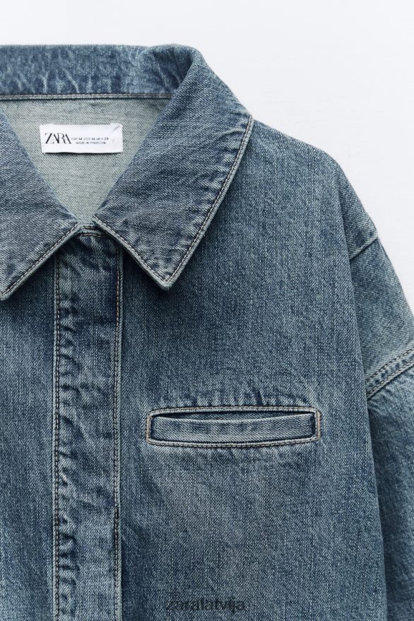 trf džinsu bumbvedējs sievietes Zara zils 6ZTV4020 apģērbs