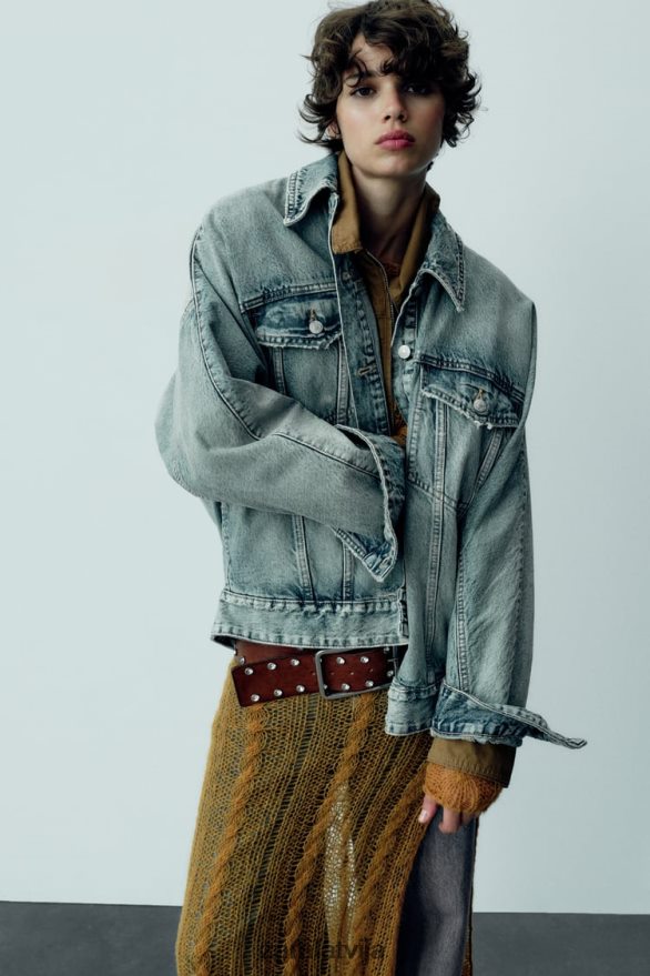 trf liela izmēra džinsa jaka sievietes Zara gaiši zils 6ZTV4091 apģērbs