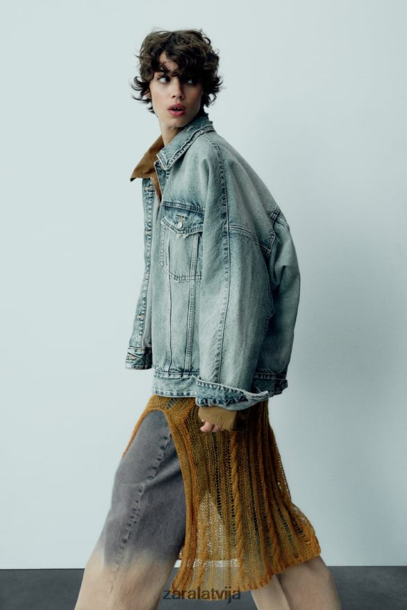 trf liela izmēra džinsa jaka sievietes Zara gaiši zils 6ZTV4091 apģērbs