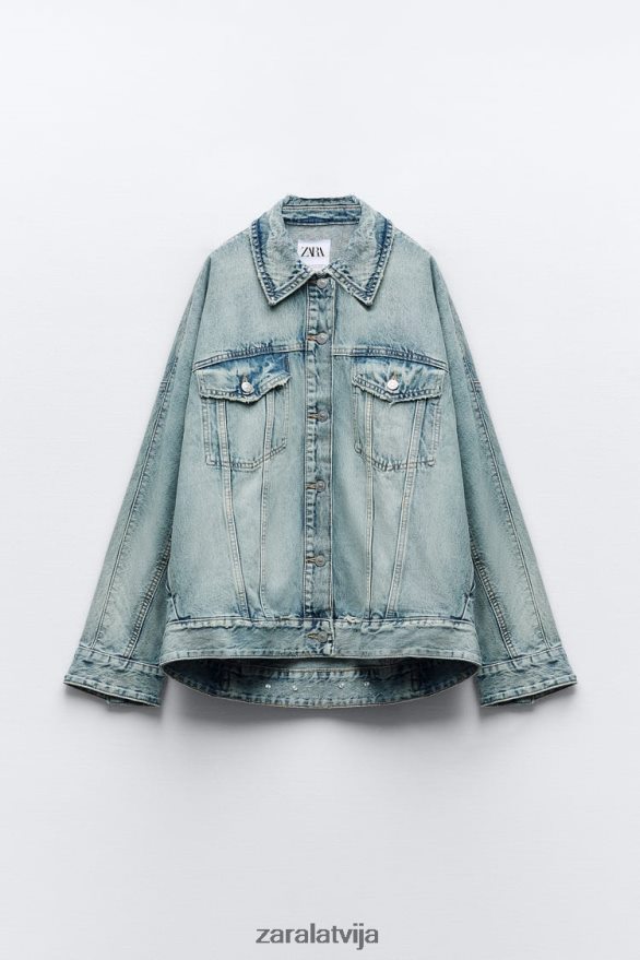 trf liela izmēra džinsa jaka sievietes Zara gaiši zils 6ZTV4091 apģērbs