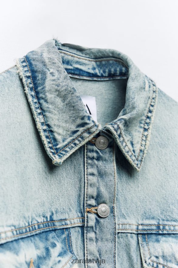 trf liela izmēra džinsa jaka sievietes Zara gaiši zils 6ZTV4091 apģērbs