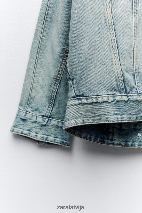 trf liela izmēra džinsa jaka sievietes Zara gaiši zils 6ZTV4091 apģērbs