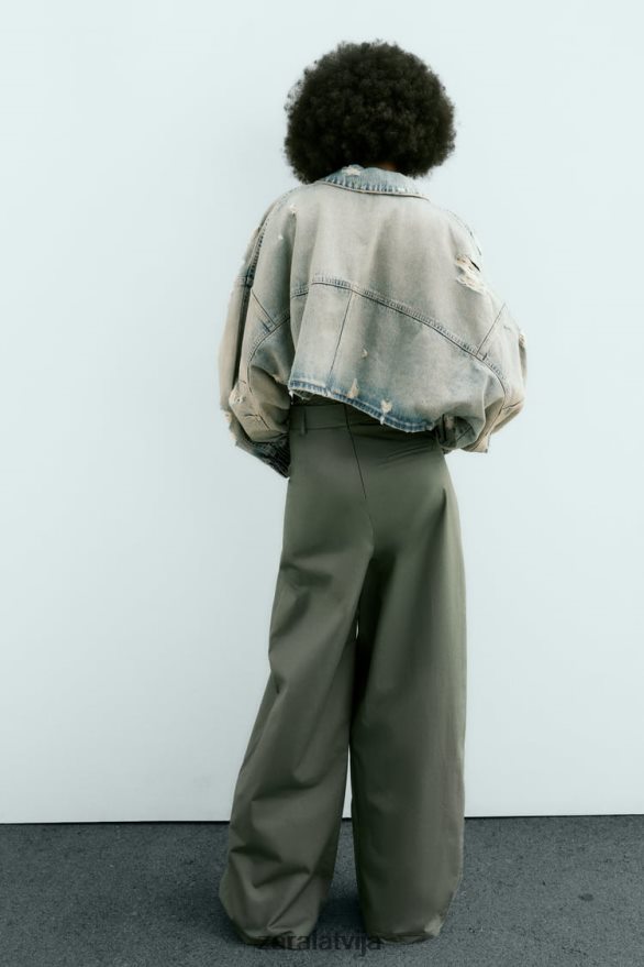 trf ripped crop džinsa jaka sievietes Zara zils 6ZTV4051 apģērbs