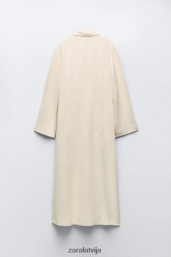 vēdināms lina mētelis ierobežots izdevums sievietes Zara vaniļas 6ZTV4081 apģērbs