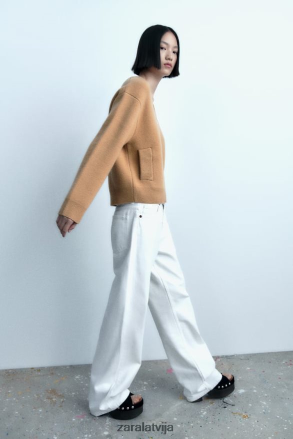 vilnas bumbvedējs ar rāvējslēdzēju sievietes Zara taupīgi brūns 6ZTV4027 apģērbs