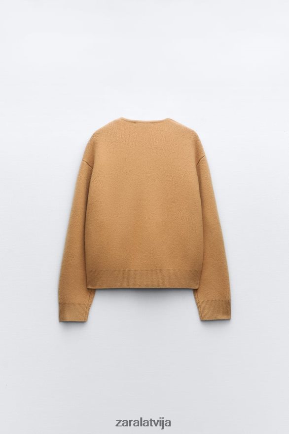 vilnas bumbvedējs ar rāvējslēdzēju sievietes Zara taupīgi brūns 6ZTV4027 apģērbs