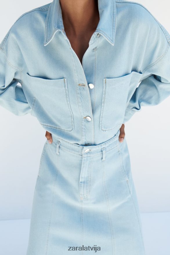 z1975 džinsa jaka sievietes Zara vidus zils 6ZTV40129 apģērbs