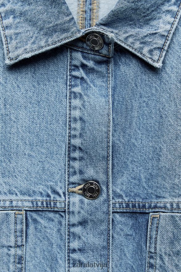 z1975 lielizmēra džinsa jaka sievietes Zara vidus zils 6ZTV4030 apģērbs