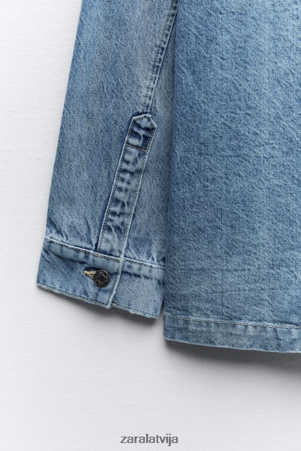 z1975 lielizmēra džinsa jaka sievietes Zara vidus zils 6ZTV4030 apģērbs