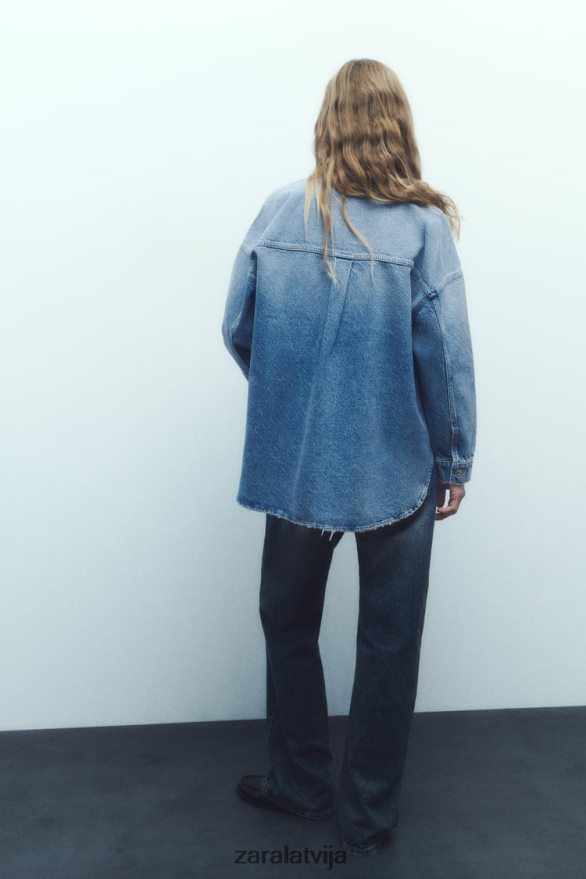 z1975 lielizmēra džinsa virskrekls sievietes Zara vidus zils 6ZTV4069 apģērbs