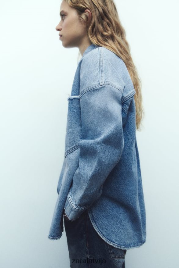 z1975 lielizmēra džinsa virskrekls sievietes Zara vidus zils 6ZTV4069 apģērbs