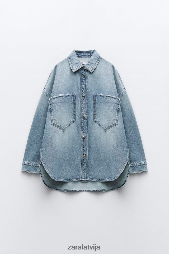 z1975 lielizmēra džinsa virskrekls sievietes Zara vidus zils 6ZTV4069 apģērbs