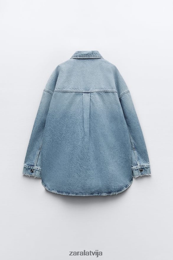 z1975 lielizmēra džinsa virskrekls sievietes Zara vidus zils 6ZTV4069 apģērbs