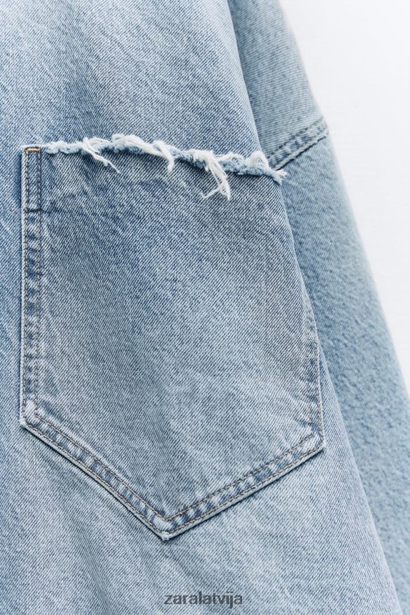 z1975 lielizmēra džinsa virskrekls sievietes Zara vidus zils 6ZTV4069 apģērbs