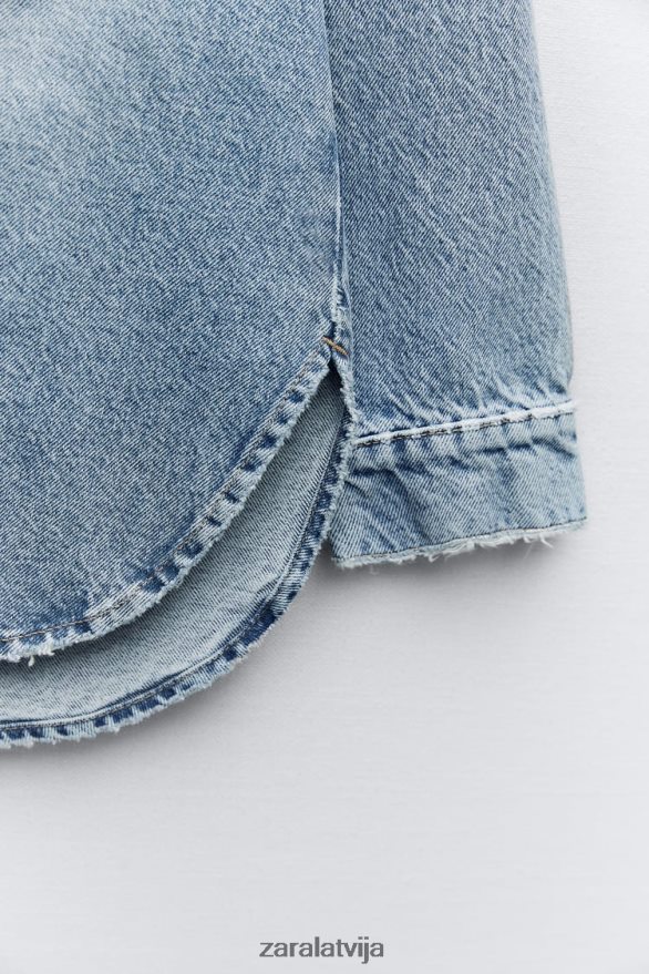 z1975 lielizmēra džinsa virskrekls sievietes Zara vidus zils 6ZTV4069 apģērbs