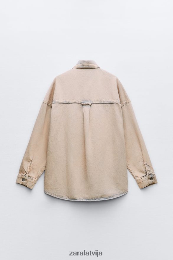 z1975 pārkrāsota džinsa jaka sievietes Zara rozā 6ZTV4010 apģērbs