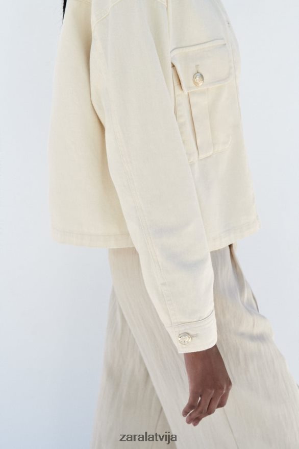 zelta pogas kokvilnas virskrekls sievietes Zara ekru 6ZTV4098 apģērbs