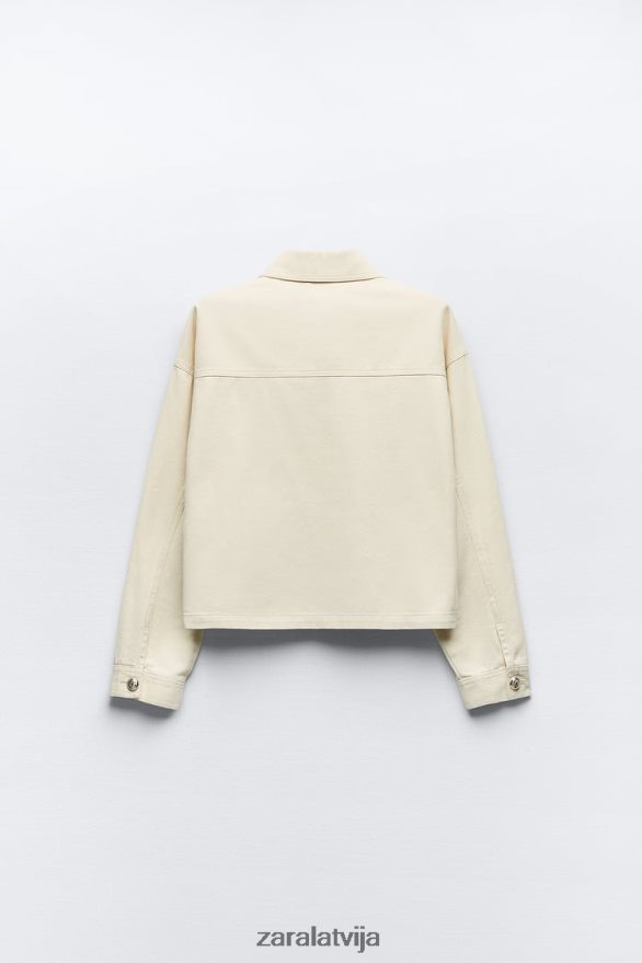 zelta pogas kokvilnas virskrekls sievietes Zara ekru 6ZTV4098 apģērbs