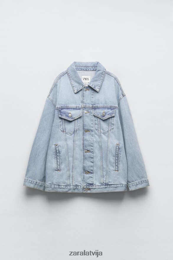 zw liela izmēra džinsa jaka sievietes Zara gaiši zils 6ZTV40138 apģērbs