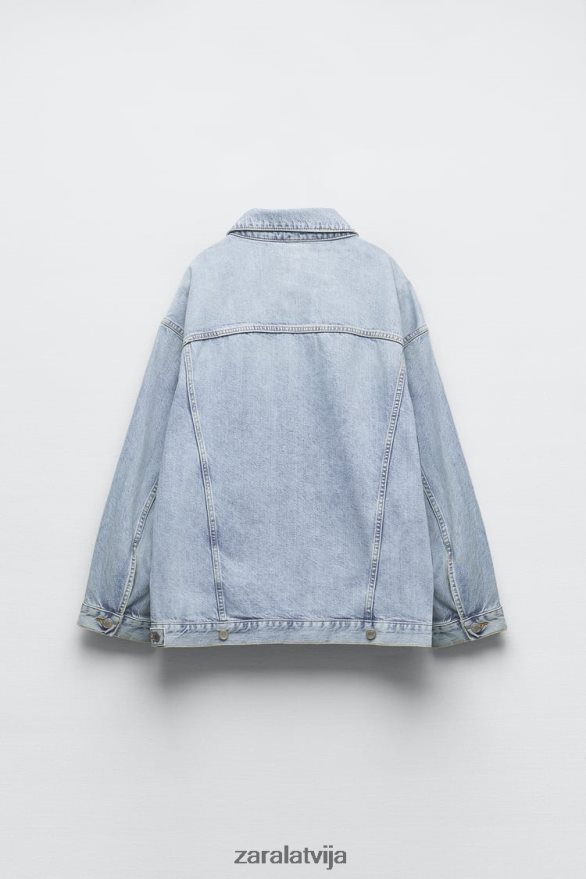 zw liela izmēra džinsa jaka sievietes Zara gaiši zils 6ZTV40138 apģērbs