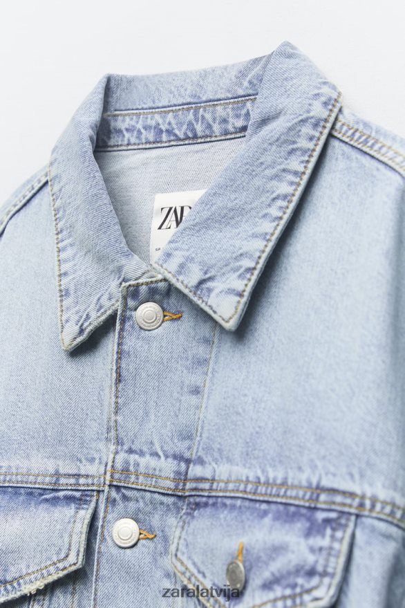 zw liela izmēra džinsa jaka sievietes Zara gaiši zils 6ZTV40138 apģērbs
