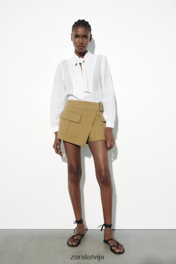 100% lina bantes krekls sievietes Zara balts 6ZTV40457 apģērbs