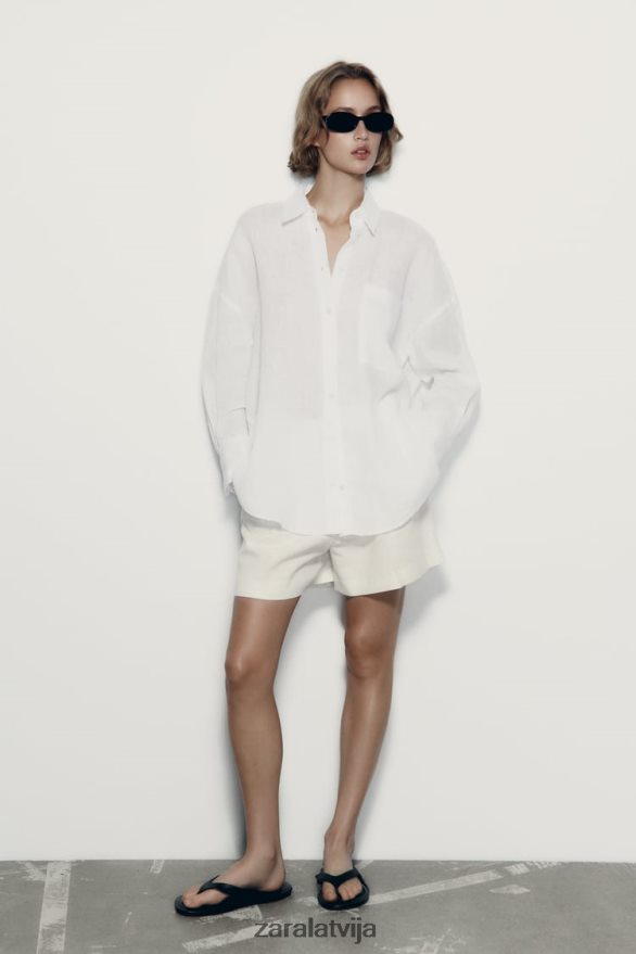 100% lina krekls sievietes Zara balts 6ZTV40303 apģērbs