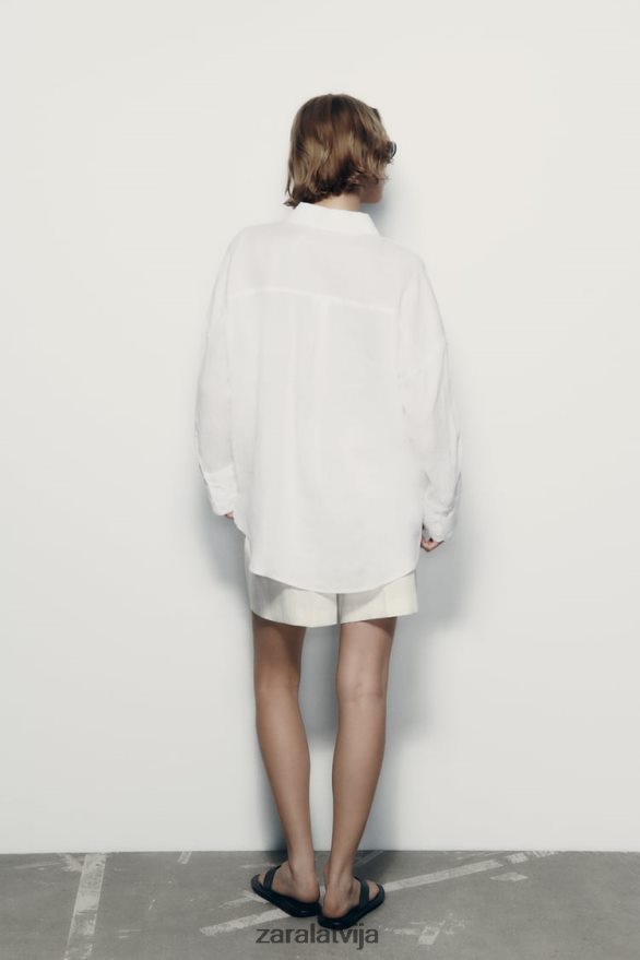 100% lina krekls sievietes Zara balts 6ZTV40303 apģērbs