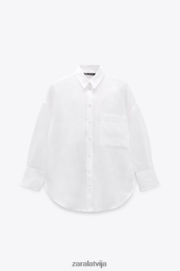 100% lina krekls sievietes Zara balts 6ZTV40303 apģērbs