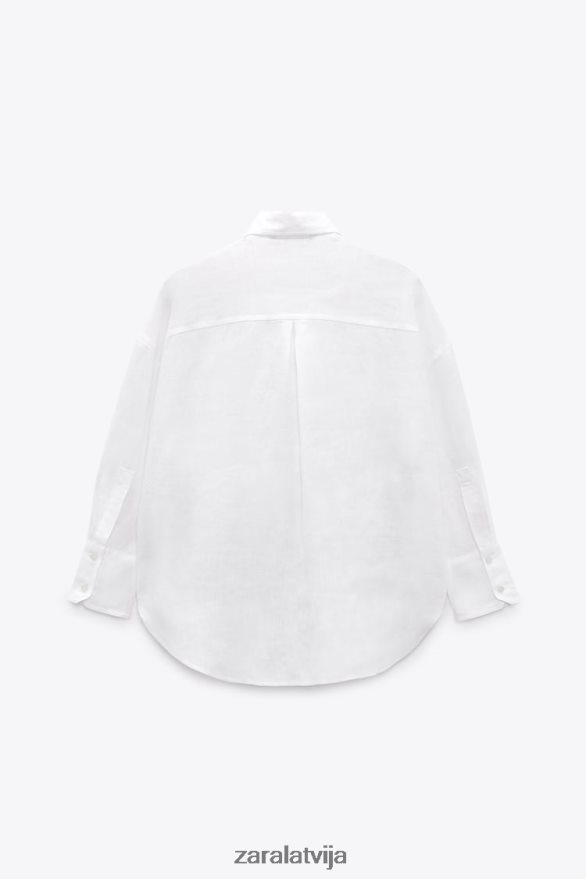 100% lina krekls sievietes Zara balts 6ZTV40303 apģērbs