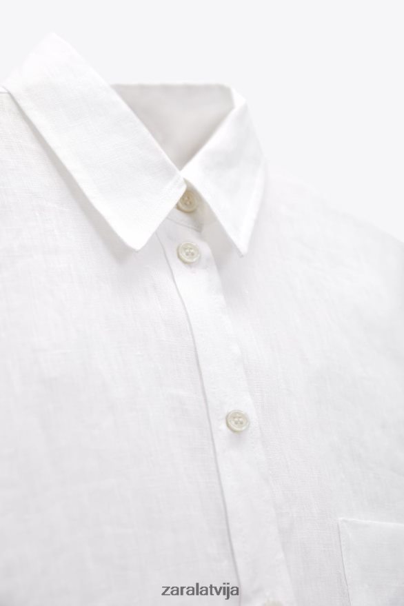 100% lina krekls sievietes Zara balts 6ZTV40303 apģērbs