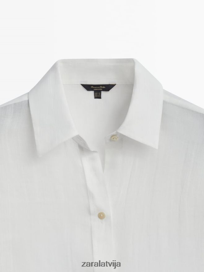 100% rāmijas oversize krekls sievietes Zara balts 6ZTV40853 apģērbs