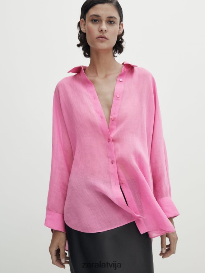 100% rāmijas sikspārņu krekls ar piedurknēm sievietes Zara oriģināls 6ZTV40845 apģērbs