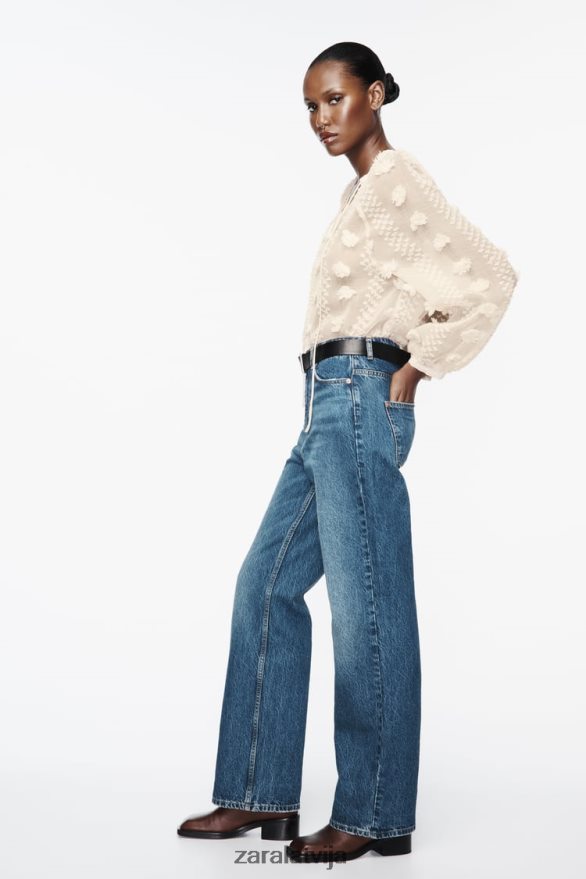 3D ziedu krekls sievietes Zara ekru 6ZTV40310 apģērbs