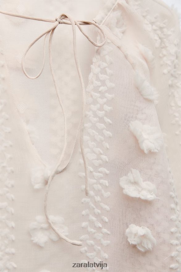 3D ziedu krekls sievietes Zara ekru 6ZTV40310 apģērbs