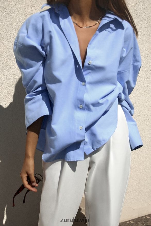 Oksfordas krekls sievietes Zara debesu zils 6ZTV40290 apģērbs