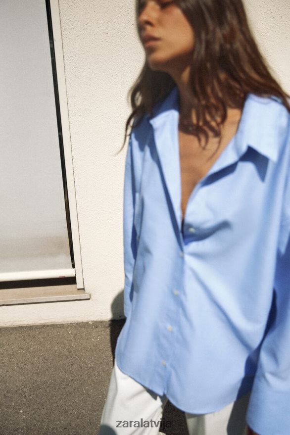 Oksfordas krekls sievietes Zara debesu zils 6ZTV40290 apģērbs
