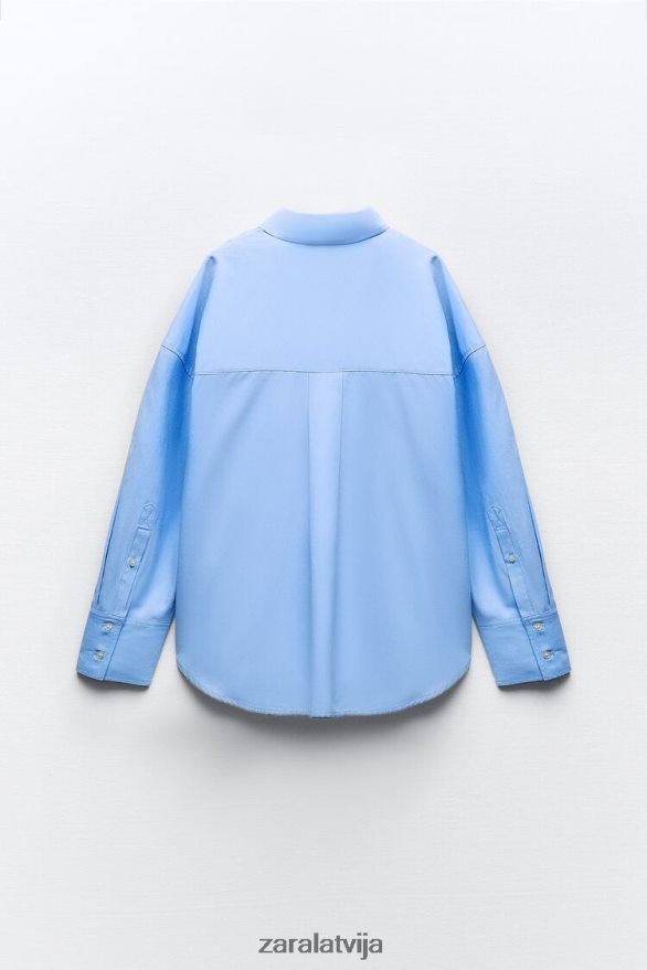 Oksfordas krekls sievietes Zara debesu zils 6ZTV40290 apģērbs