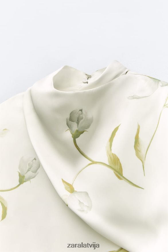 Satīna efekta tops ar ziedu apdruku sievietes Zara daudzkrāsains 6ZTV40369 apģērbs