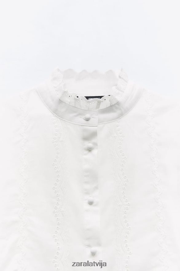 ažūra izšūšanas krekls sievietes Zara balts 6ZTV40323 apģērbs