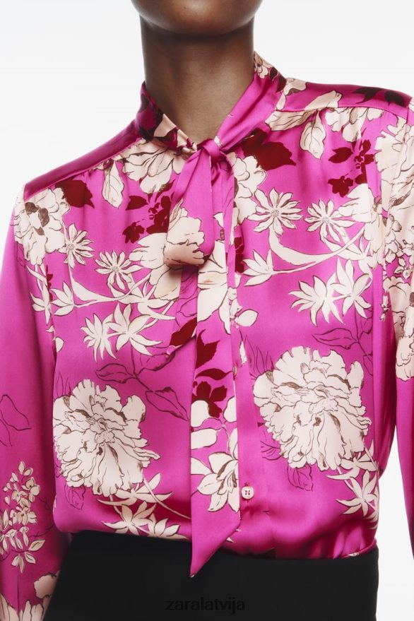 apdrukāts satīna krekls sievietes Zara daudzkrāsains 6ZTV40319 apģērbs