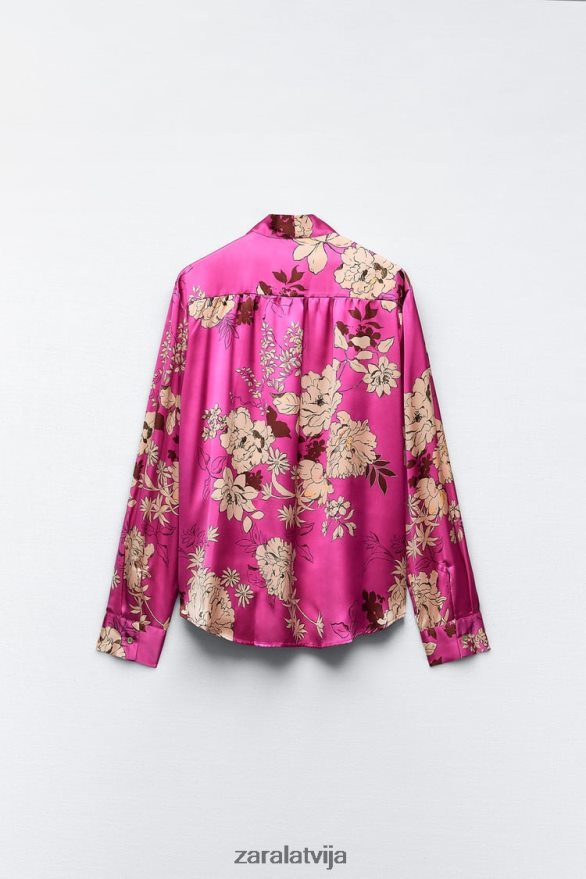 apdrukāts satīna krekls sievietes Zara daudzkrāsains 6ZTV40319 apģērbs