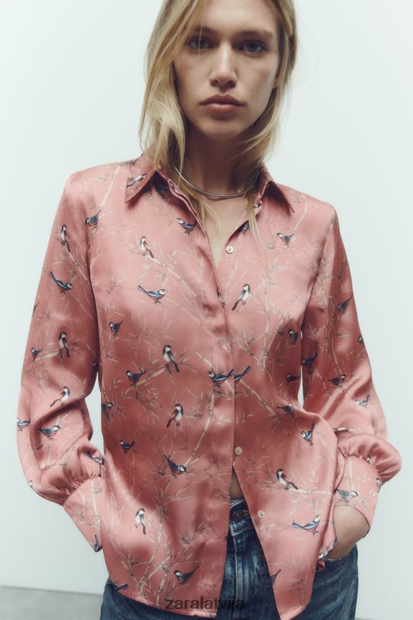 apdrukāts satīna krekls sievietes Zara daudzkrāsains 6ZTV40375 apģērbs