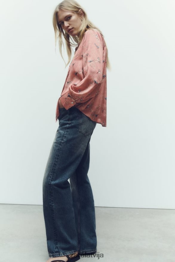 apdrukāts satīna krekls sievietes Zara daudzkrāsains 6ZTV40375 apģērbs