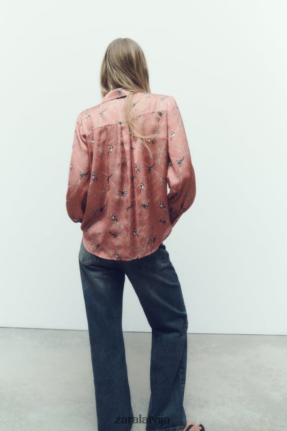 apdrukāts satīna krekls sievietes Zara daudzkrāsains 6ZTV40375 apģērbs